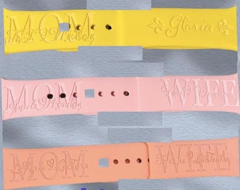 Mom / Wife Laser Engraved Silicone Band Compatible with Smart Watch (Mom / Wife Design)  | Men's Gifts / Woman's Gifts