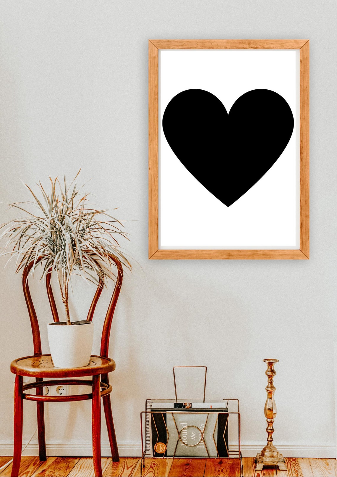Black Heart Wall Art Print Printable Home Decor Etsy