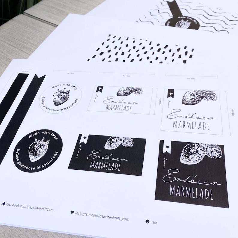 Erdbeer-Marmeladen Etiketten | DIY Printable Etiketten für ...