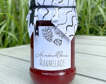 Frambozen-chia-jametiketten | DIY-afdrukbare etiketten voor jampotten | Download etiketten voor frambozenchiajam DIN A4