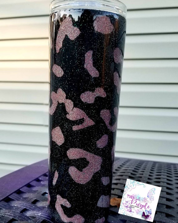 Rose Gold and Black Lepoard Print 20oz Custom Skinny