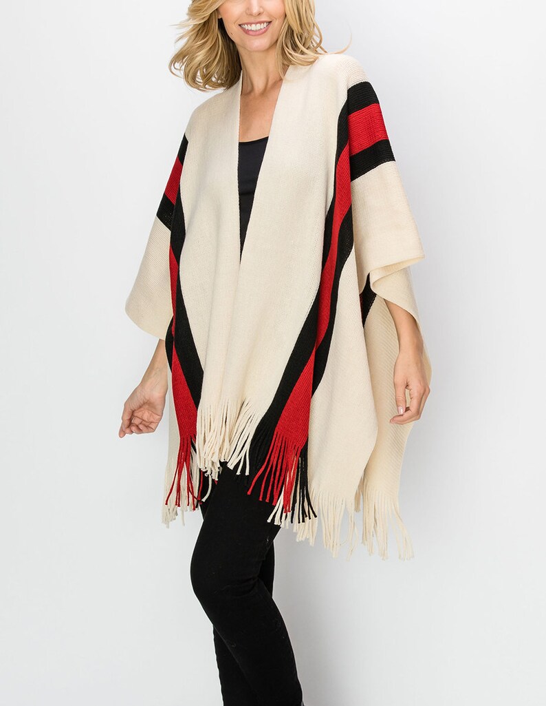 Winter White Cashmere Blend Poncho Wrap Boho Ponchos Ruana | Etsy