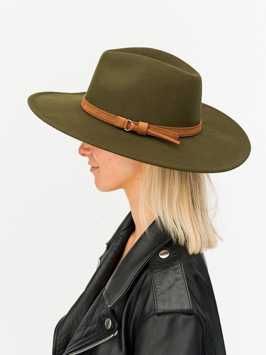 NWT Bohemian Faux Suede Hat With Ribbon Band Boho Hat Band – Jacquard Ribbon Hatband With Adjustable  main image 3