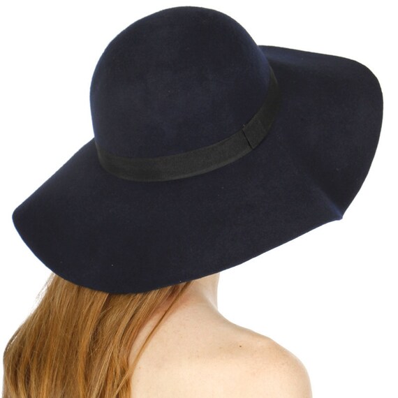 navy felt floppy hat