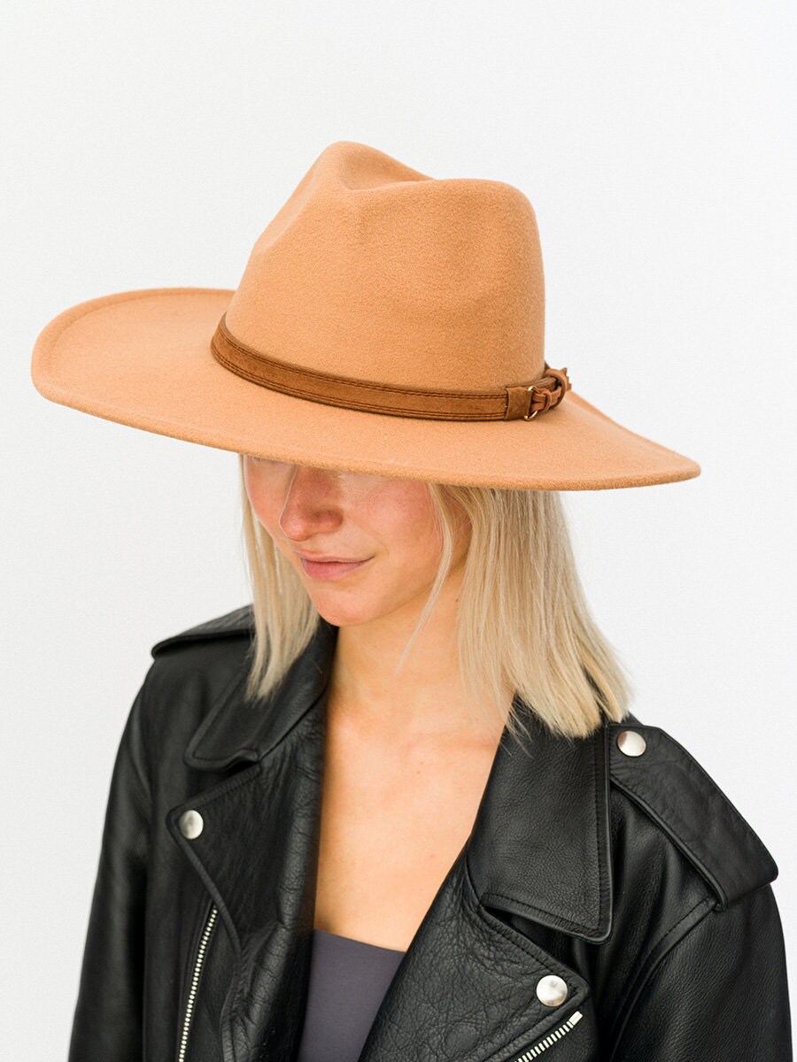 Faux Suede Hat W Suede Ribbon Cool Wool 