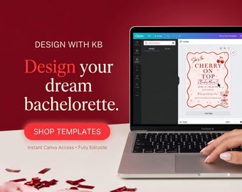 Cherry on Top Bachelorette Invitation & Itinerary – Coquette Bridal Shower Weekend Template (Digital Download)