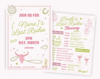 Last Rodeo Bachelorette Invitation & Itinerary Canva Template (Digital Download)