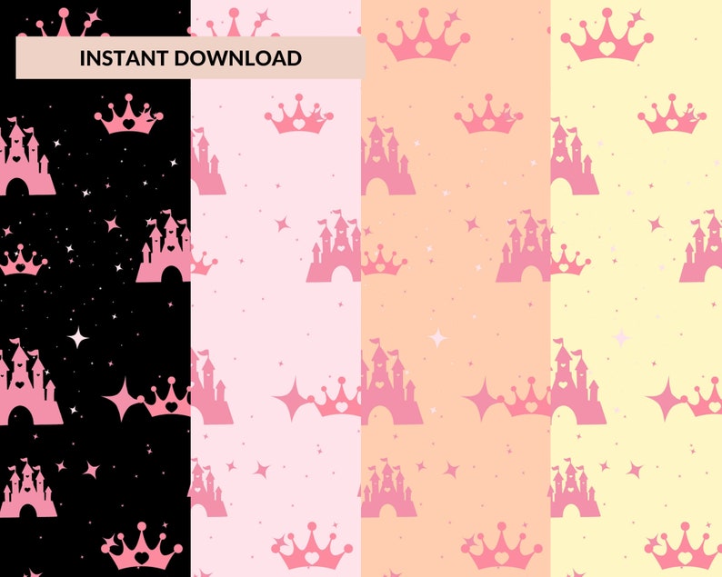 Princess Digital Paper – 10 Unique Castle Patterns (instant Download ...
