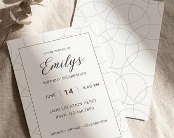 Modern Minimalist Invitation Template | Editable Canva Birthday, Shower, Event Invite (Digital Download)