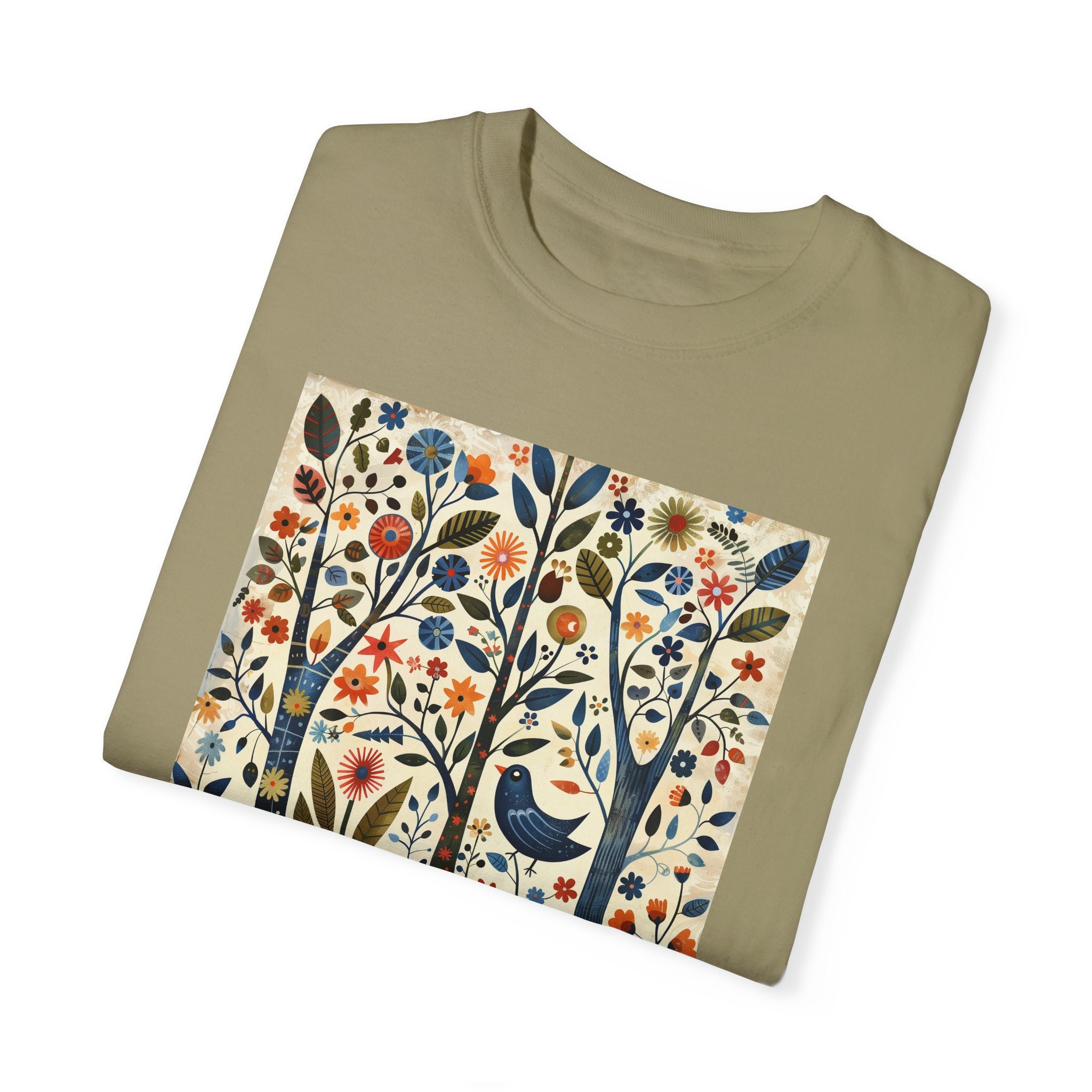 Cottagecore Inspired Birds Tee, Folk Art Tshirt, and Mexican Art