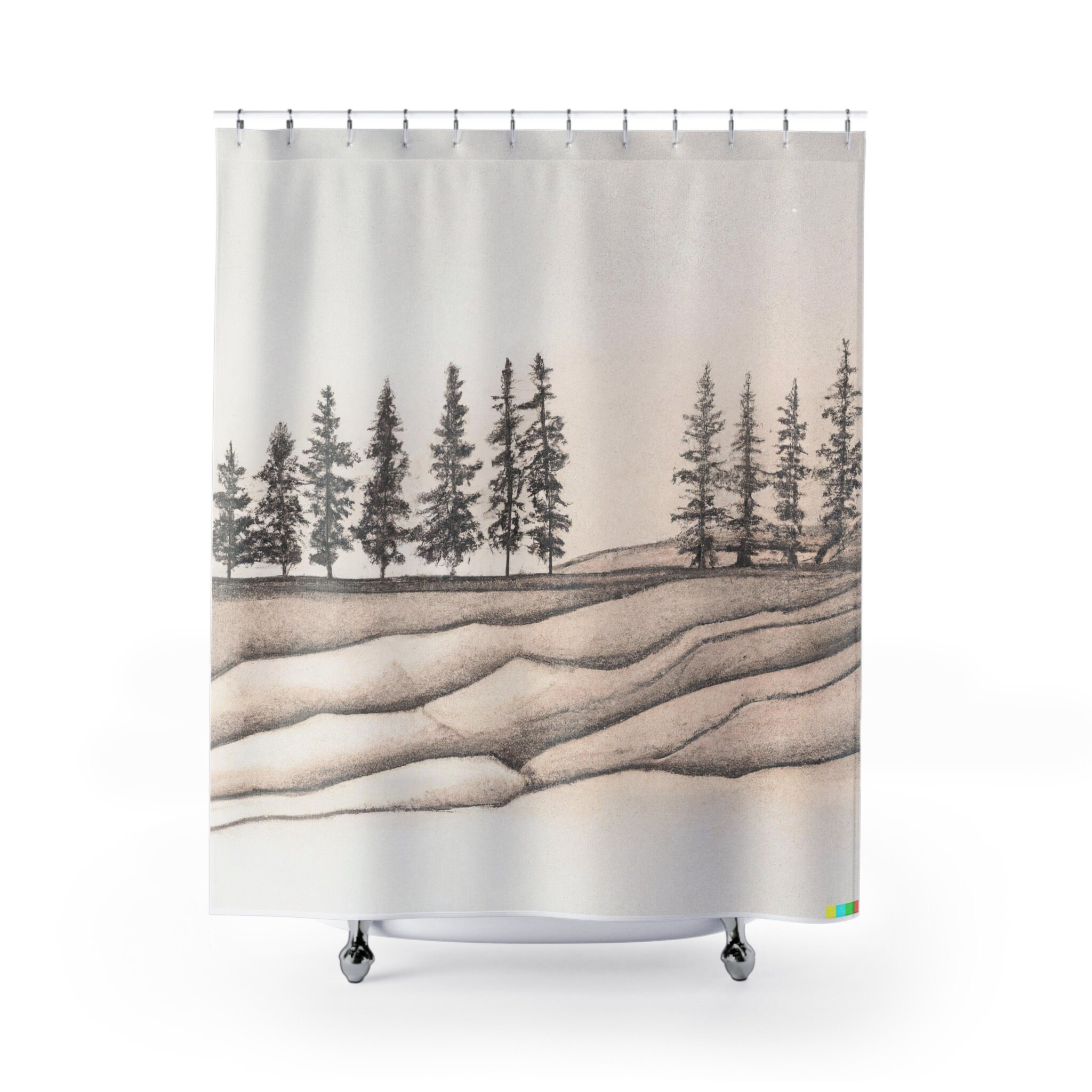 Forest Trees Shower Curtain Forest Trees on a Hill Natural Scenic Country Woods Bathroom ...