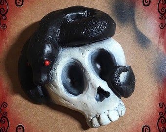 Skull with Snake Friend Hair Accessory | Spooky Hair Clip | Skeleton Hair Clip | Gothic Hair Accessory