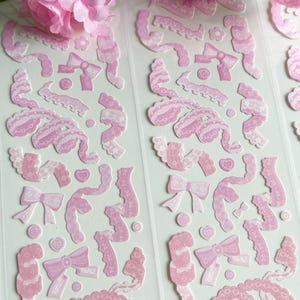 Kawaii Bows Sticker Sheets, Cute Planner Sticker Sheets | Kpop Toploader Polco Deco Stickers