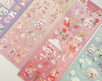 Cute Animals Sticker Sheets, Kawaii Sticker Sheets