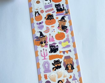 Spooky Cats Sticker Sheet, Halloween Sticker Sheets, Cute Halloween Planner Stickers, Bullet Journal Stickers
