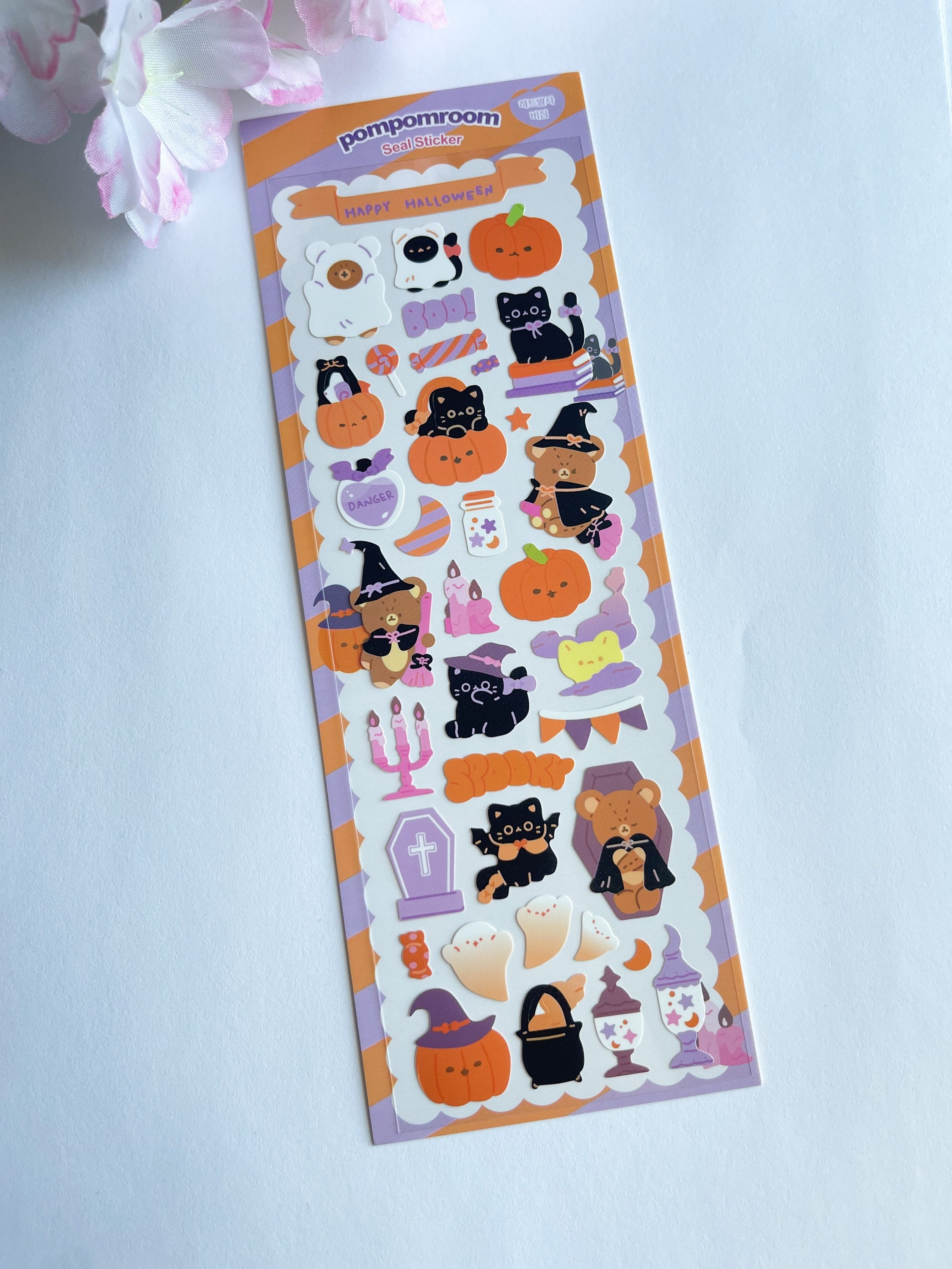 Spooky Cats Sticker Sheet, Halloween Sticker Sheets, Cute Halloween Planner Stickers, Bullet Journal Stickers