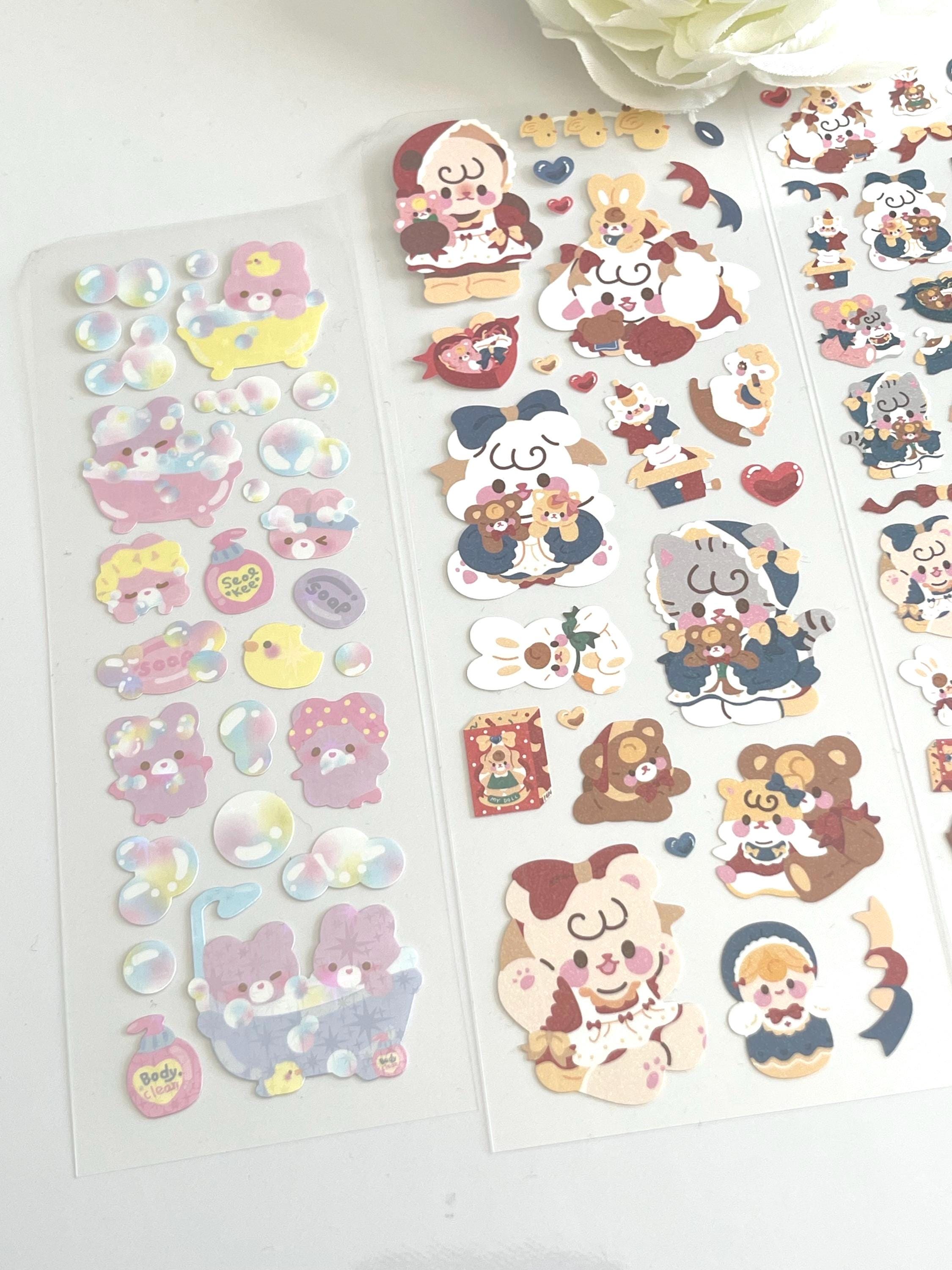 Cute Kawaii Sticker Sheets Bundle – Set of 4 | Bear and Cat Stickers ...