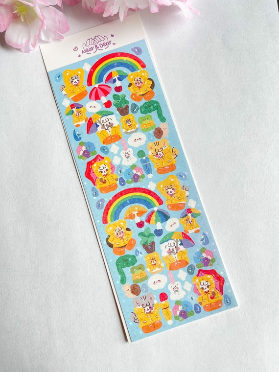 Kawaii Toplader Rainy Day Sticker Sheets, Kpop Deco Stickers 