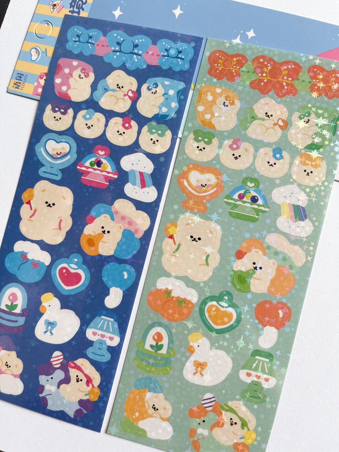 2 Sheets Kawaii Bears Sticker Sheets Etsy