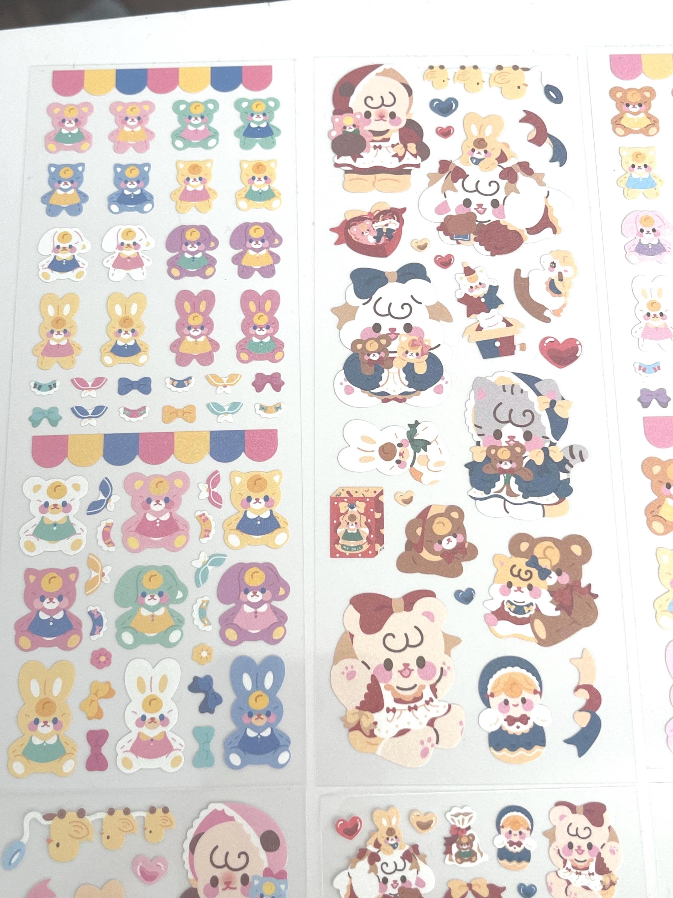 Cute Pastel Animal Sticker Sheets | Kawaii Sticker Sheet | Cute Bear ...
