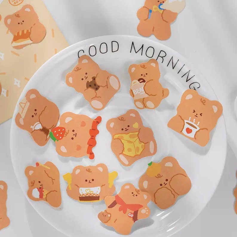 Kawaii bears sticker pack cute bear stickers scrapbooking Etsy