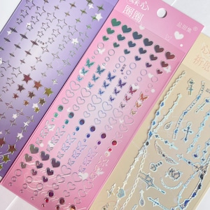 Feuille d'autocollants laser KPop | Stickers déco Polco | Stickers Toploader | Autocollants holographiques | Stickers coréens | Autocollants kawaii | Sticker mignon