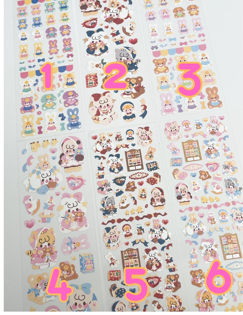 Cute Pastel Animal Sticker Sheets | Kawaii Sticker Sheet | Cute Bear ...