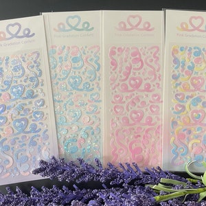 Kpop Gradient Confetti Sticker Sheets | Kawaii Polco Deco Toploader Stickers | Cute Sticker Sheets