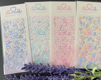Kpop Gradient Confetti Sticker Sheets | Kawaii Polco Deco Toploader Stickers | Cute Sticker Sheets