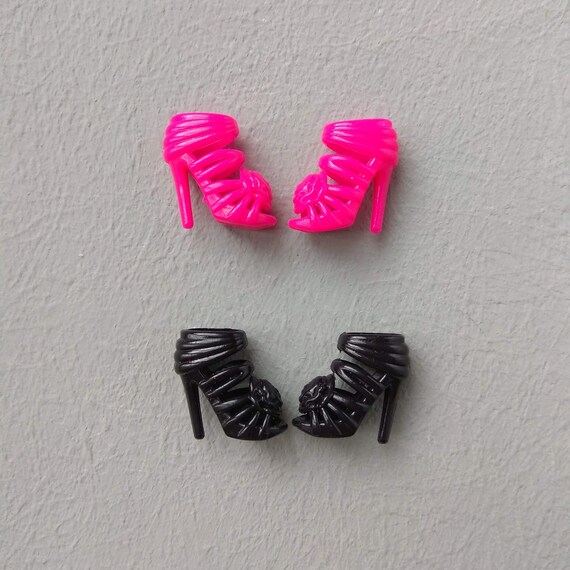 Barbie shoes Doll shoes Barbie pink shoes Barbie black shoes Etsy