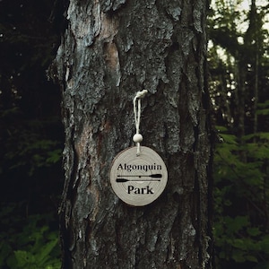 Algonquin Park Wood Burned Ornament, Wood Burning, Ornament, Pyrography, Algonquin, Ontario Parks Decor, Muskoka Decor, Northern Ontario