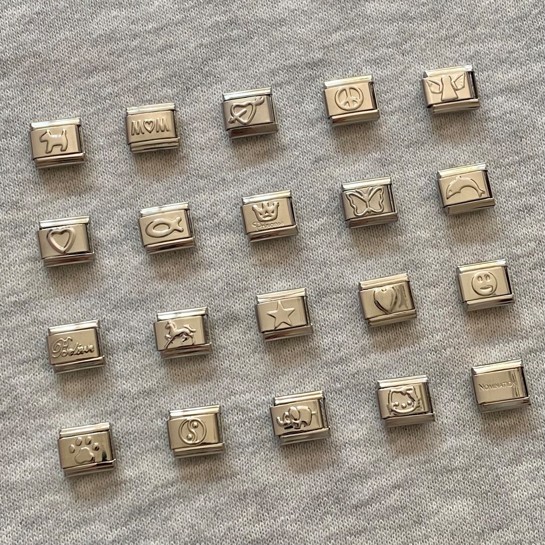 Quiges - Modulo Charm Link Italiano 9 Mm Acciaio Inox - Lettera N Colorata Per Bracciali Personalizzati - 3