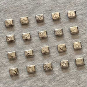 Italian charm bracelet links UK, 9mm classic silver stainless steel charms