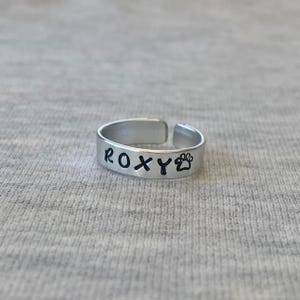 Anel personalizado para animais de estimação com carimbo manual no Reino Unido, anel de punho, personalizado, nome, data, ajustável, cachorro, gato, impressão de pata