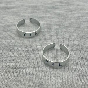 P4l Rings Hand Stamped Custom Ring Uk, Cuff Ring, Personalised, Name, Date ...