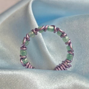 Multicolour braided bead wire ring UK, customisable jewelry, Gift for her image 9