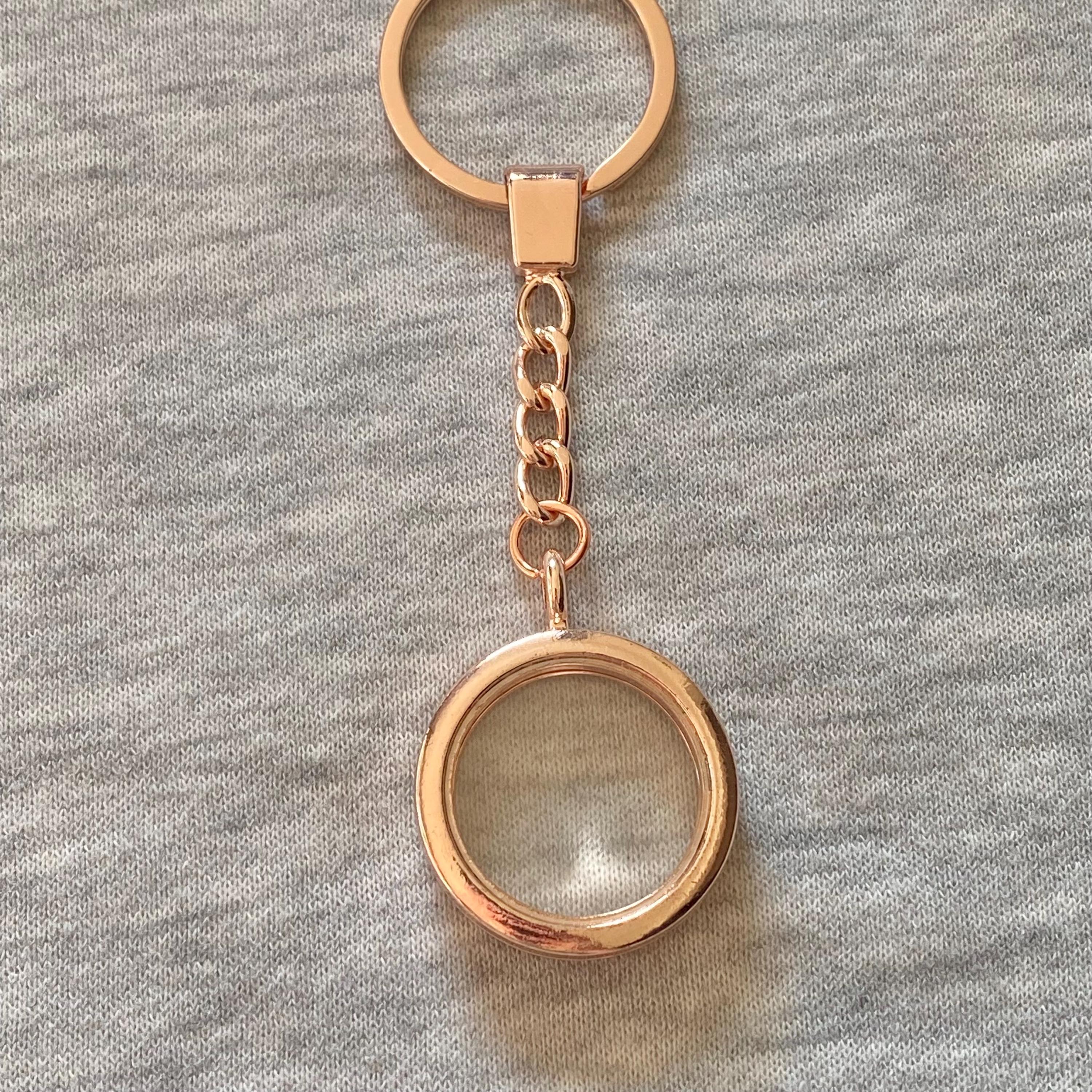 Floating Locket Keyring: Rhinestone Keepsake Memory Glass Charm, Silver ...