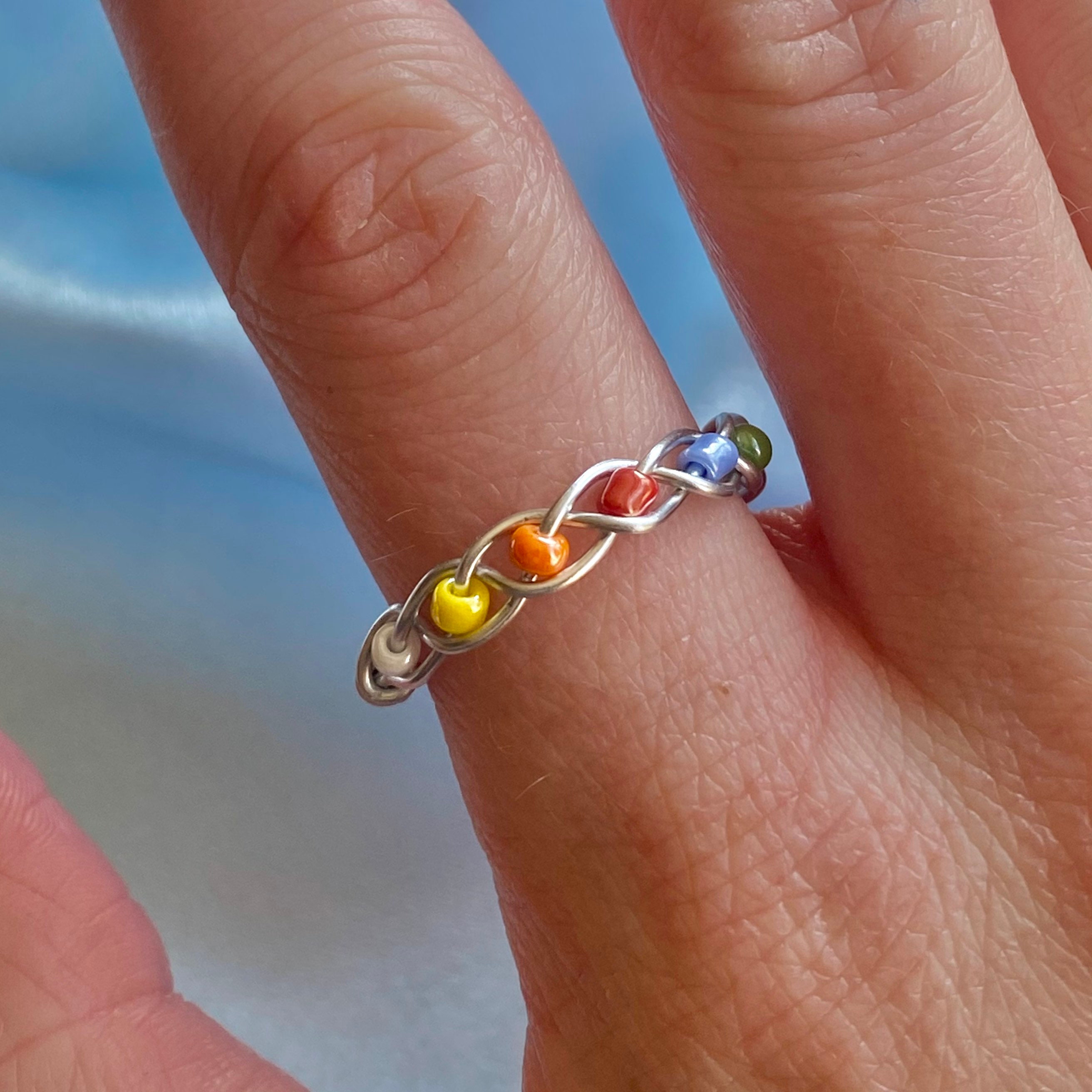 Braided bead wire ring uk silver gold or rose gold Etsy