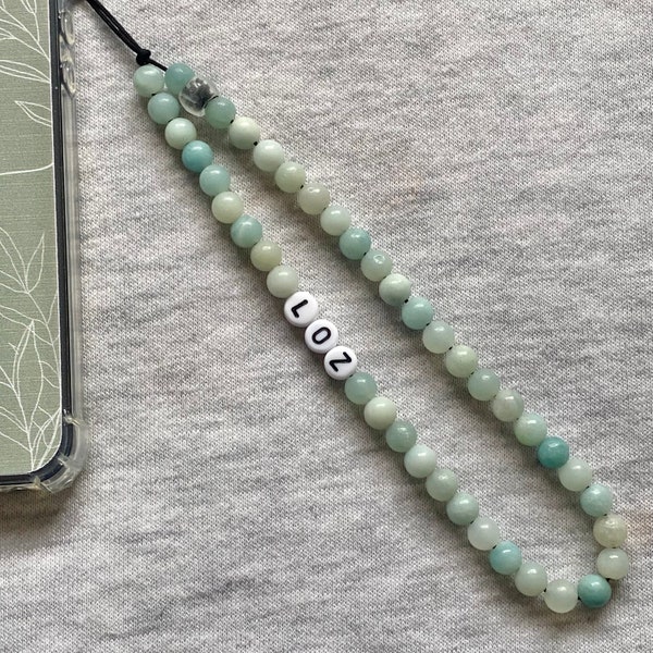 Bracelet pour téléphone en perles, pierres précieuses, Royaume-Uni, chaîne personnalisable, breloque pour téléphone