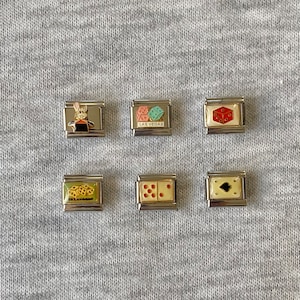 Dice Italienisches Bettelarmband, Gliederkette, 9mm, klassischer Silber-Edelstahl-Charms, Memory, Las Vegas