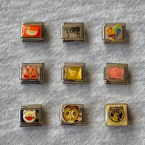 Farm Animal Italian Charm Link: Stainless Steel Enamel, 9mm
