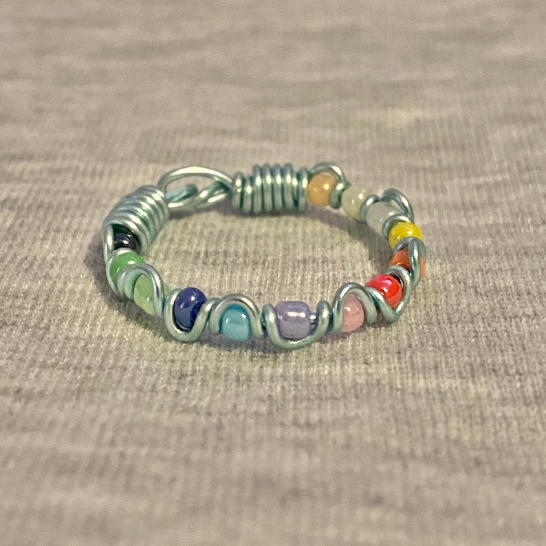 Multicolour Braided Bead Wire Ring UK Customisable Jewelry Etsy