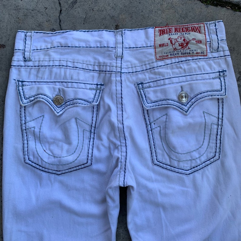 True Religion Ricky Super T White Jeans - Etsy
