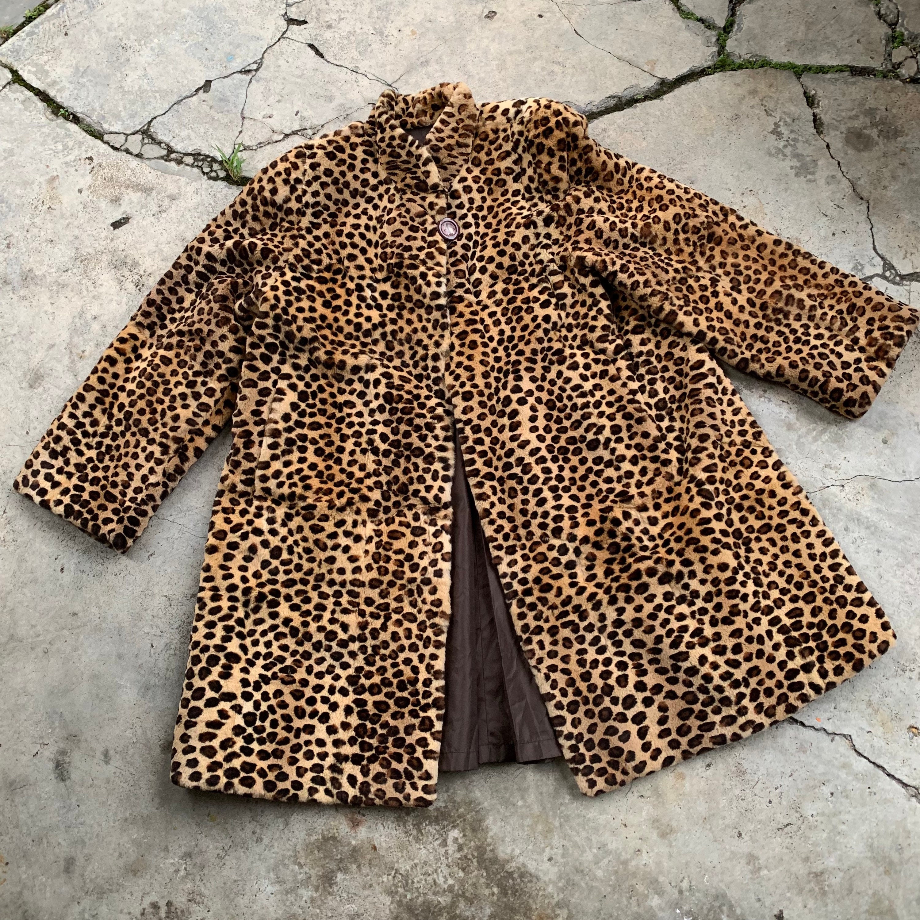 Cheetah leopard faux fur long coat