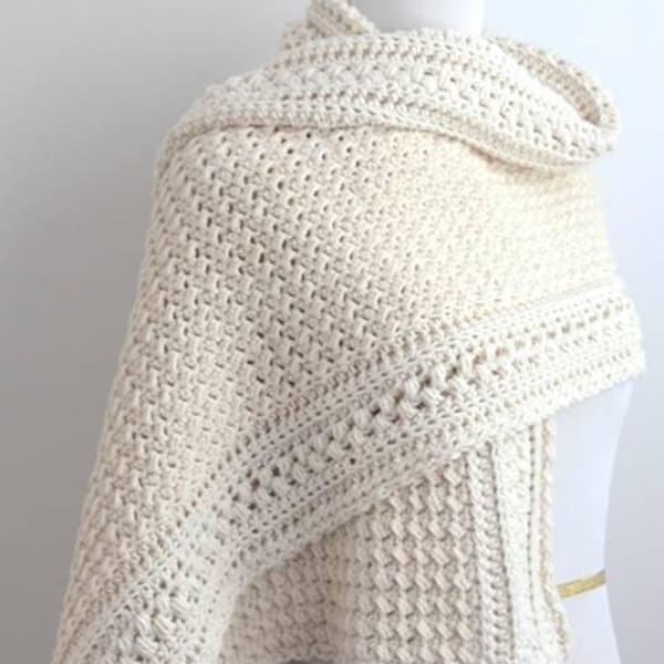 Crochet Shawl Pattern, Easy textured crochet shawl pattern, Rectangle crochet shawl, Crochet wrap, Meadow's Embrace Shawl,  ENGLISH LANGUAGE