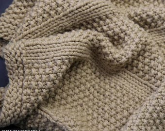 Blanket knitting pattern, Cozy textured blanket pattern, Chunky knit blanket, EASY, Includes 2 sizes - Adult and baby blanket, ENGLISH ONLY