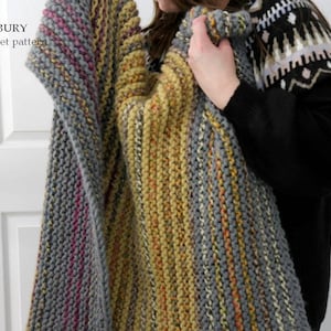 Chunky Knit Blanket Pattern: Easy Striped Throw, Adult & Baby Sizes (PDF Pattern - English language)