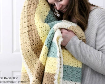 Crochet Blanket Pattern: Adult & Baby Sizes, Striped or Solid (PDF Pattern - English language)