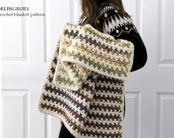 Crochet baby blanket pattern, Crochet adult blanket Pattern, Easy crochet blanket Pattern,  Adult and baby sizes, Crochet throw, ENGLISH