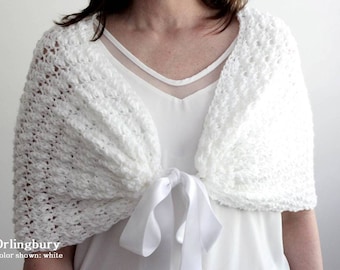 White Wedding Shawl, Bridal shawl, Bridesmaids Shawl, Wedding Dress Cover Up, Knit Shawl for Bride, Wedding capelet, Romantic wedding shawl